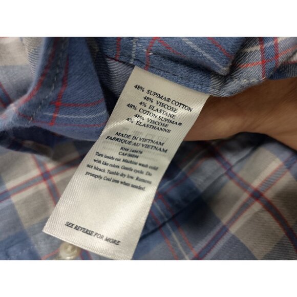 Faherty Mens Shirt Size XXL Blue Plaid Flannel Long Sleeve Button Down Casual - Picture 5 of 8